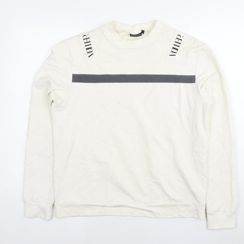 Vikkergewinn Mens White Cotton Pullover Sweatshirt Size L - Logo