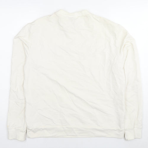 Vikkergewinn Mens White Cotton Pullover Sweatshirt Size L - Logo