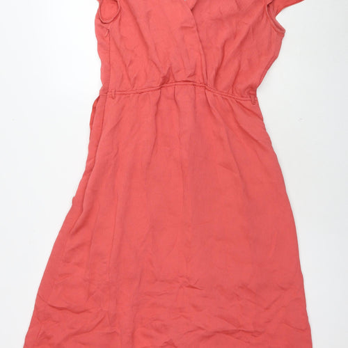 River Island Womens Red Viscose Maxi Size 14 V-Neck Zip