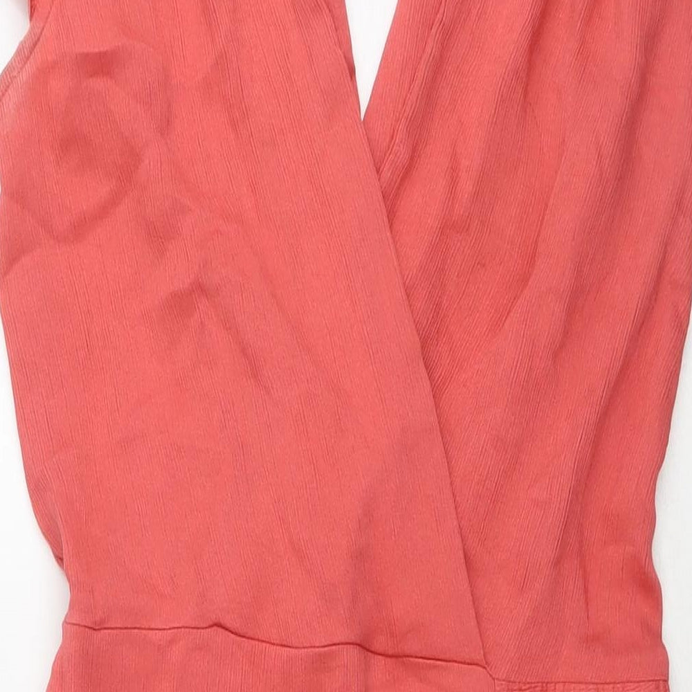 River Island Womens Red Viscose Maxi Size 14 V-Neck Zip