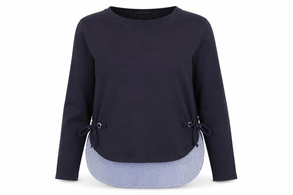 Front view of Marks & Spencer women’s blue cotton pullover sweatshirt, size UK 10, pullover