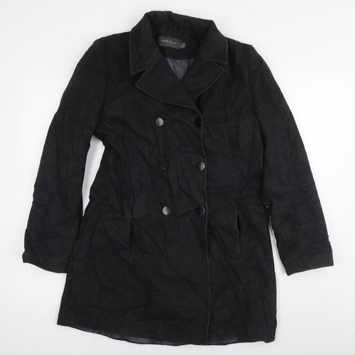 River Island Womens Black Pea Coat Coat Size 12 Button