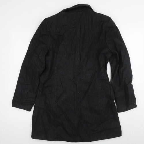 River Island Womens Black Pea Coat Coat Size 12 Button