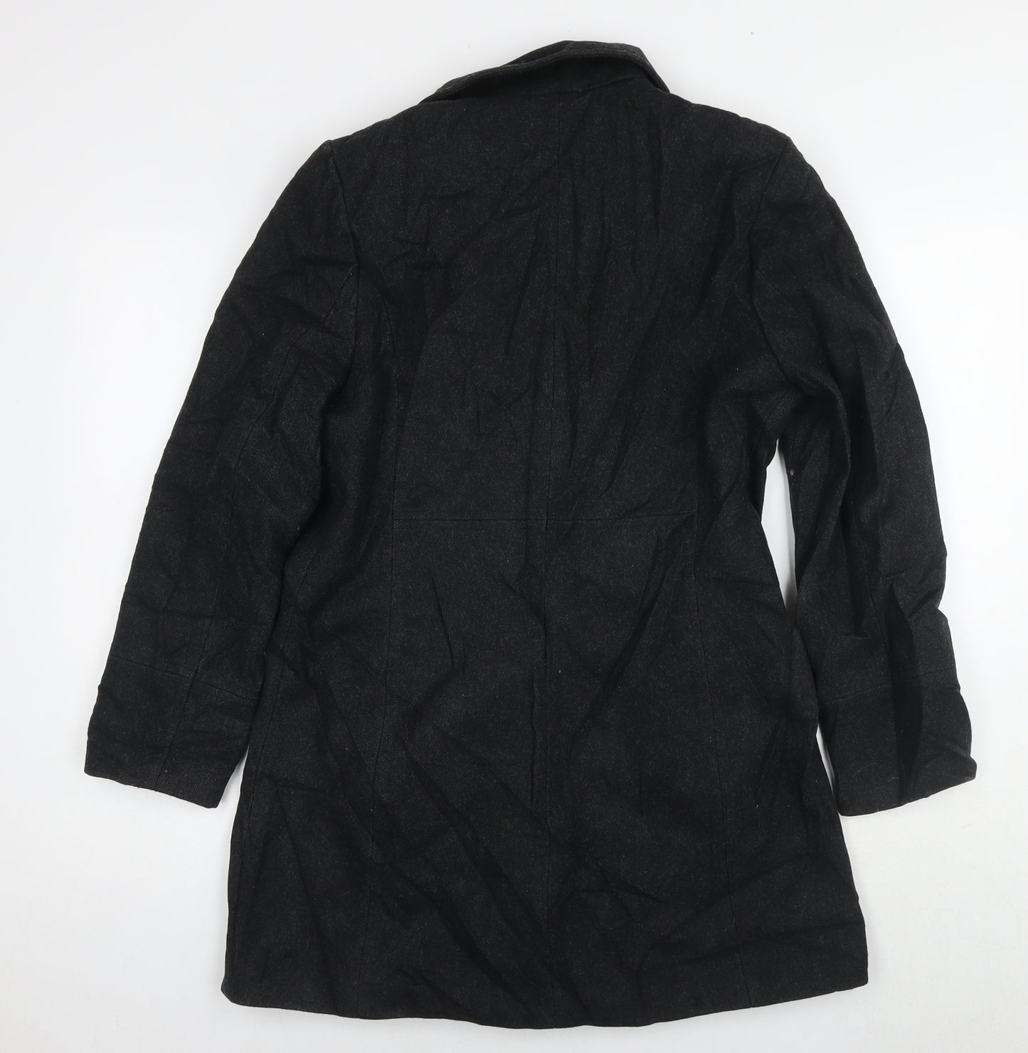 River Island Womens Black Pea Coat Coat Size 12 Button