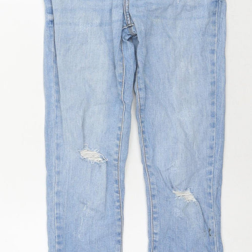 River Island Girls Blue Cotton Skinny Jeans Size 10 Years L23 in Regular Zip - Adjustable Waist