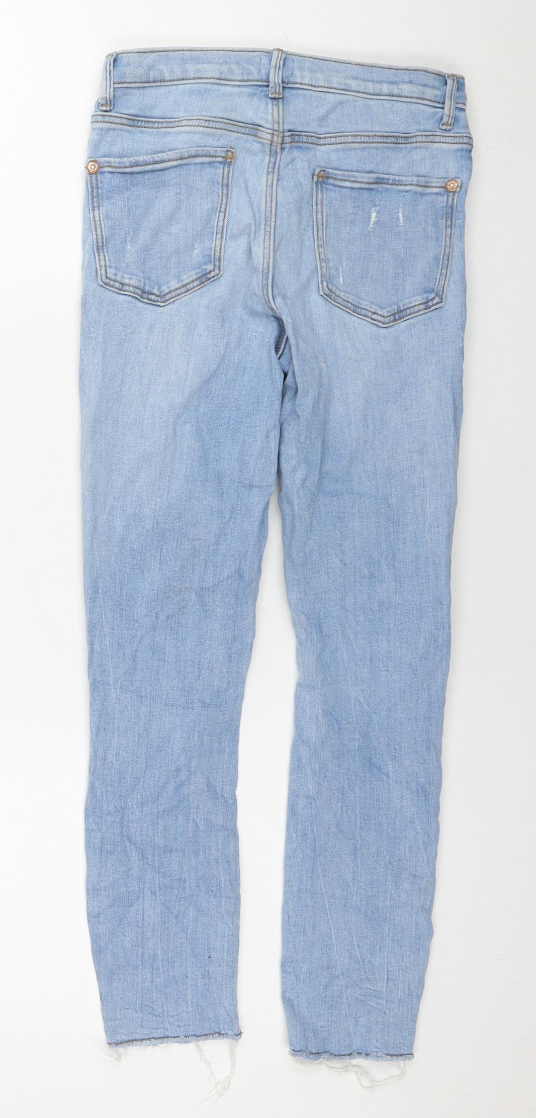 River Island Girls Blue Cotton Skinny Jeans Size 10 Years L23 in Regular Zip - Adjustable Waist