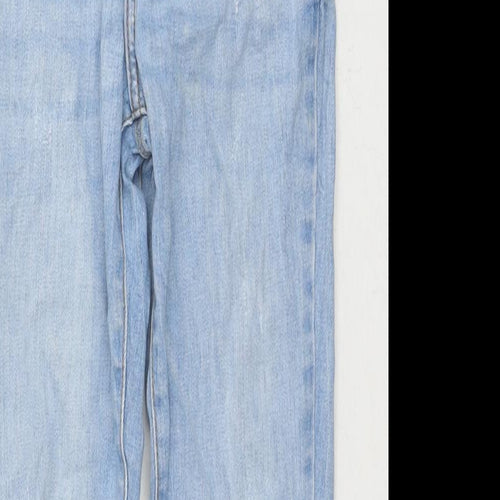 River Island Girls Blue Cotton Skinny Jeans Size 10 Years L23 in Regular Zip - Adjustable Waist