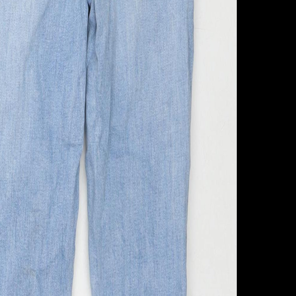 River Island Girls Blue Cotton Skinny Jeans Size 10 Years L23 in Regular Zip - Adjustable Waist