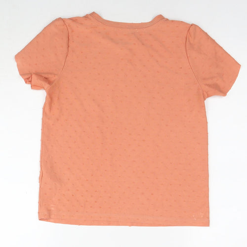 Marks and Spencer Womens Orange Polka Dot Viscose Basic T-Shirt Size 10 Round Neck