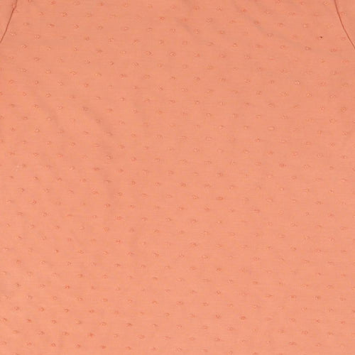 Marks and Spencer Womens Orange Polka Dot Viscose Basic T-Shirt Size 10 Round Neck