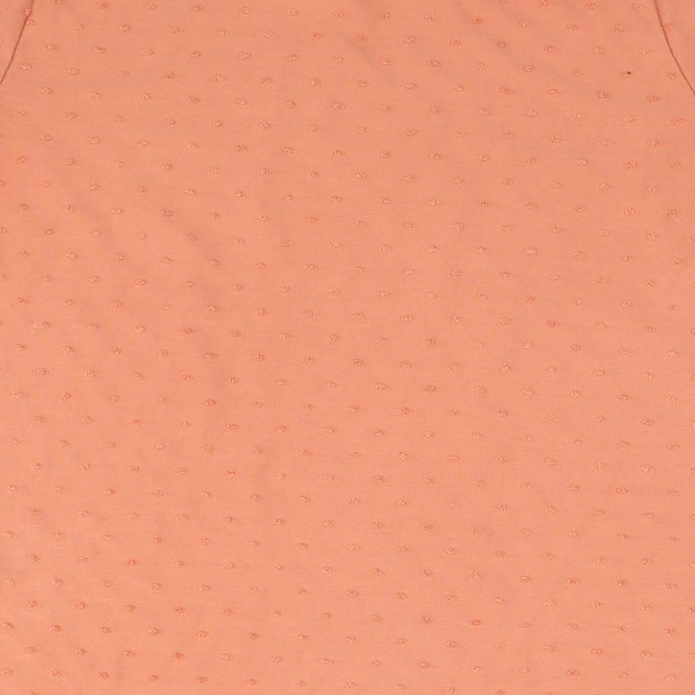 Marks and Spencer Womens Orange Polka Dot Viscose Basic T-Shirt Size 10 Round Neck