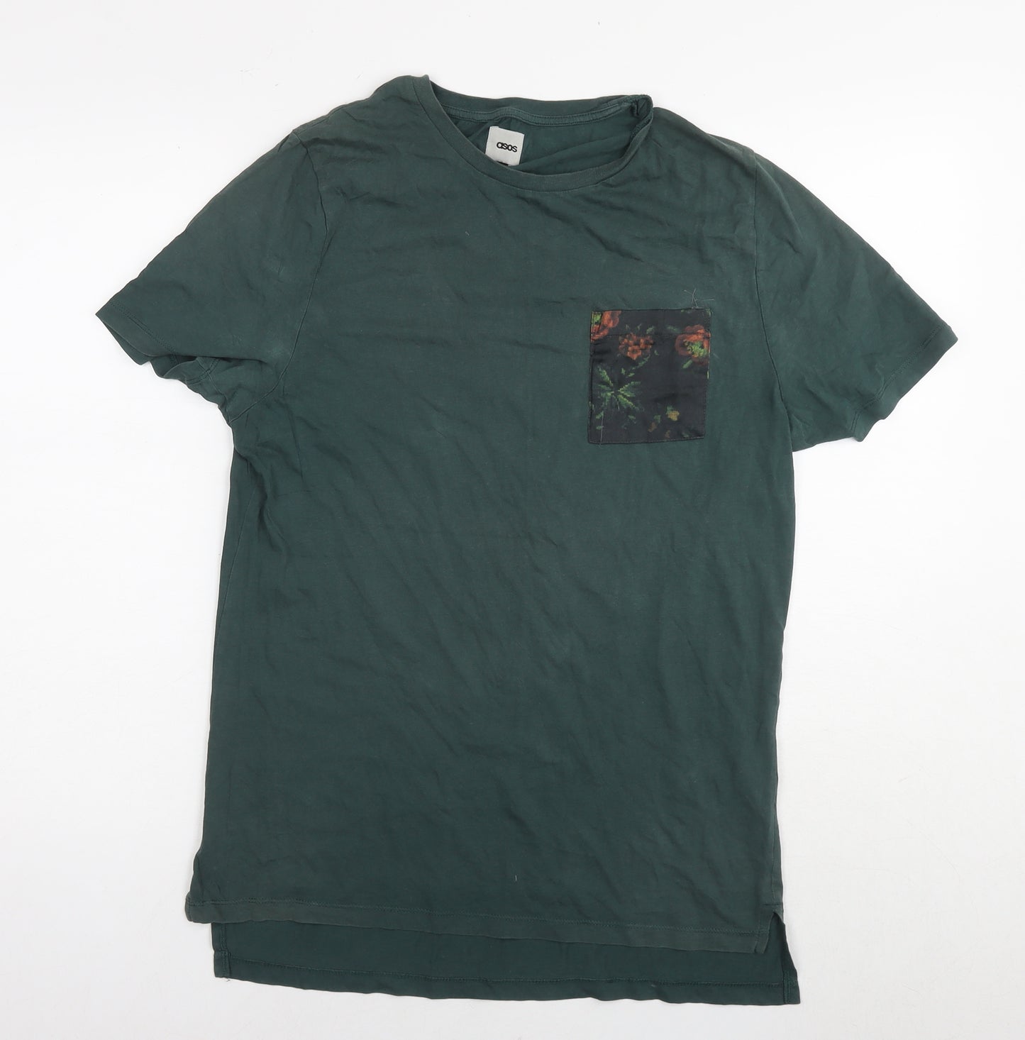 ASOS Mens Green Cotton T-Shirt Size S Round Neck