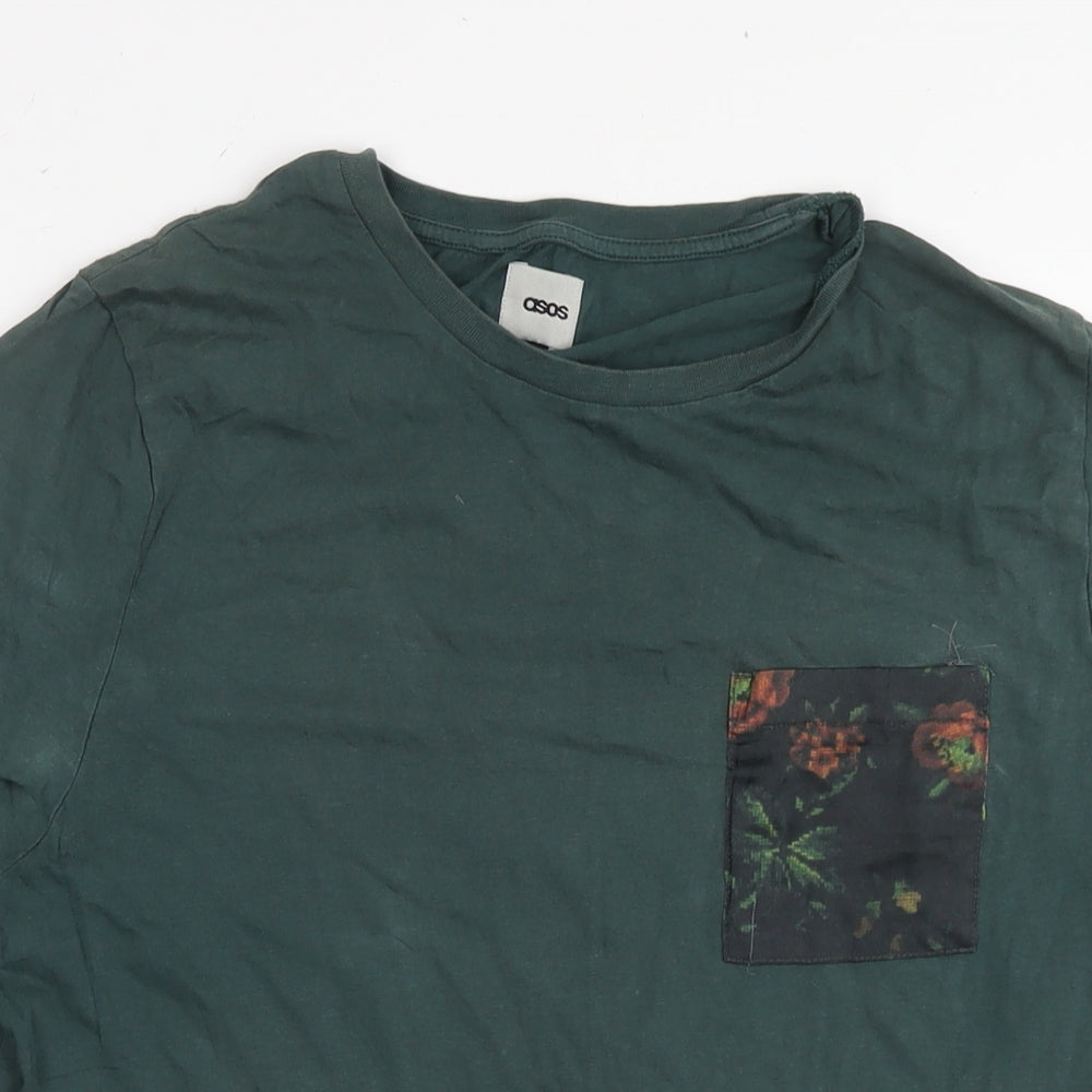 ASOS Mens Green Cotton T-Shirt Size S Round Neck