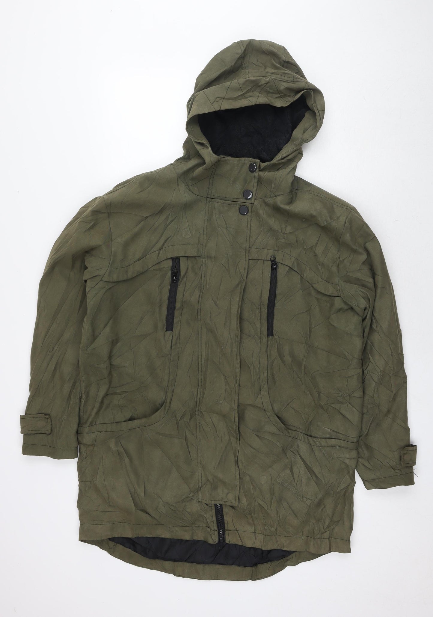 ASOS Womens Green Parka Coat Size 10 Zip
