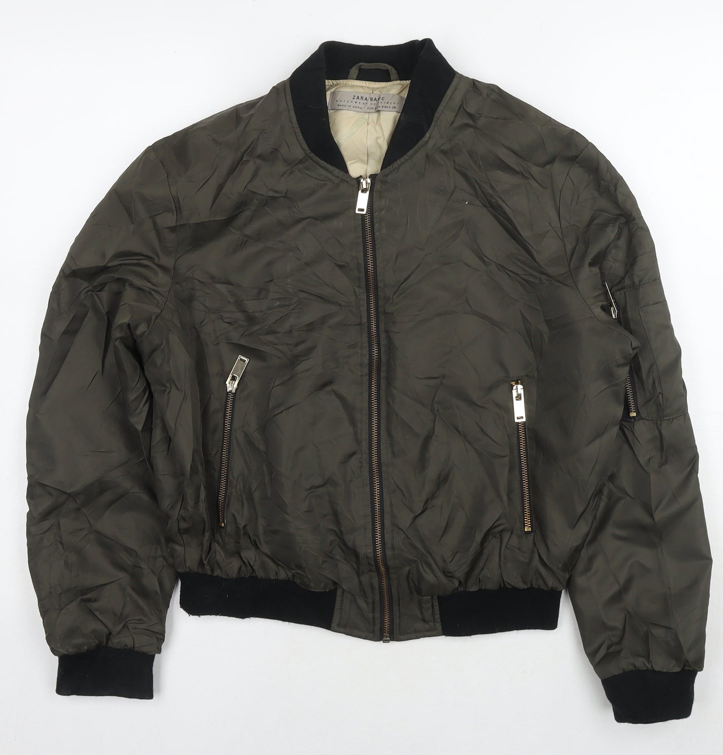 Zara Womens Green Bomber Jacket Jacket Size S Zip