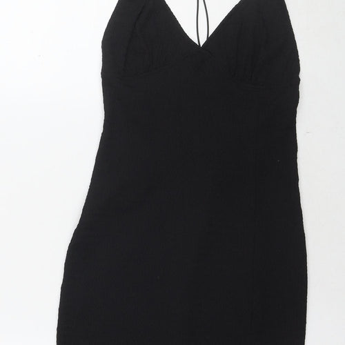 Divided by H&M Womens Black Polyester Bodycon Size S V-Neck Pullover