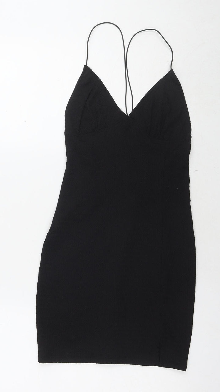 Divided by H&M Womens Black Polyester Bodycon Size S V-Neck Pullover