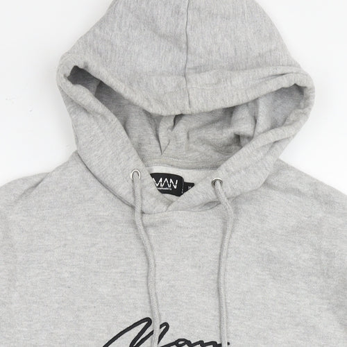 MAN Mens Grey Cotton Pullover Hoodie Size M - Logo