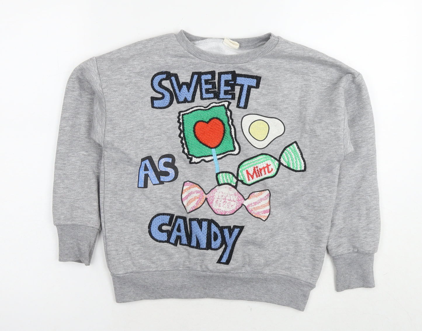 Zara Girls Grey Cotton Pullover Sweatshirt Size 9 Years Pullover - Sweet As Candy