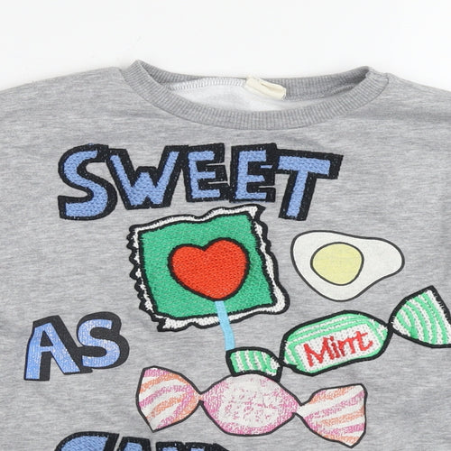 Zara Girls Grey Cotton Pullover Sweatshirt Size 9 Years Pullover - Sweet As Candy