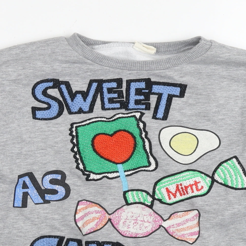 Zara Girls Grey Cotton Pullover Sweatshirt Size 9 Years Pullover - Sweet As Candy