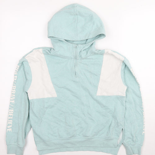 H&M Girls Blue Cotton Pullover Hoodie Size 13-14 Years Pullover