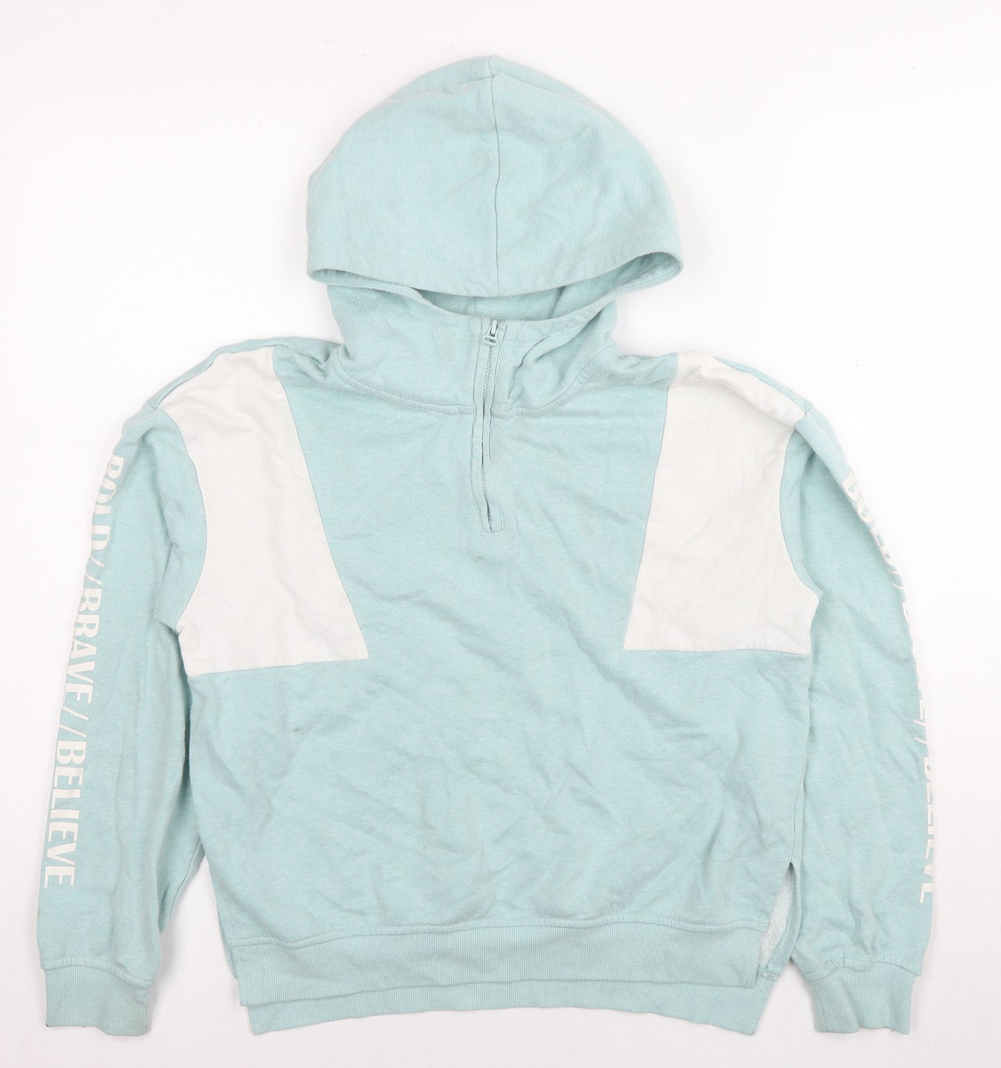 H&M Girls Blue Cotton Pullover Hoodie Size 13-14 Years Pullover