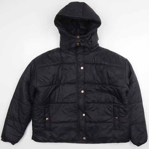 Boohoo Womens Black Puffer Jacket Jacket Size 16 Zip