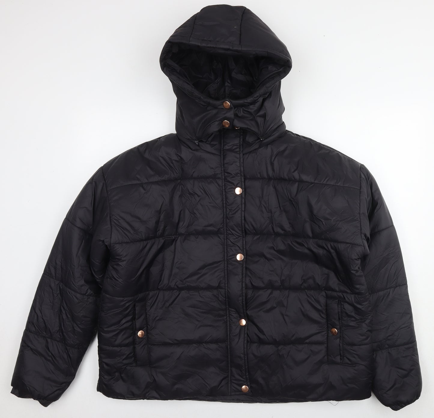 Boohoo Womens Black Puffer Jacket Jacket Size 16 Zip