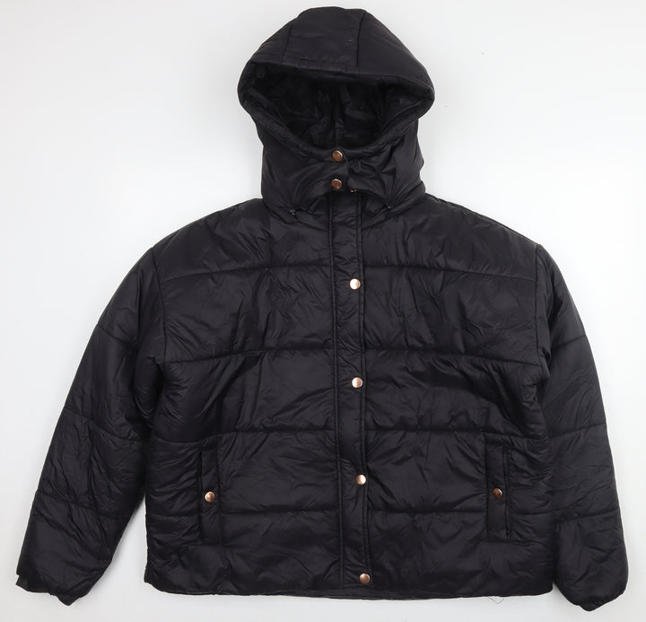 Boohoo Womens Black Puffer Jacket Jacket Size 16 Zip