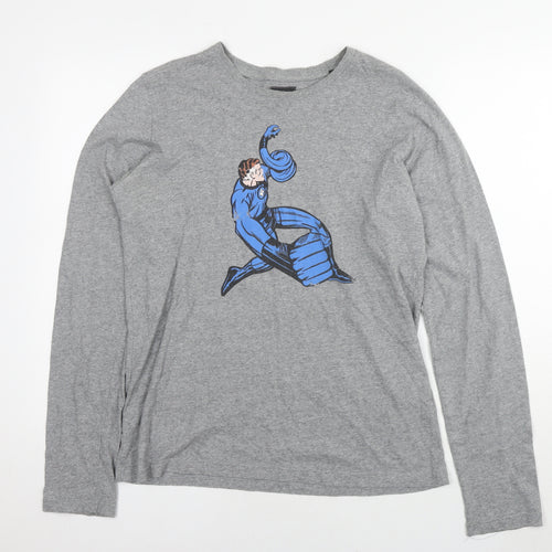 Zara Mens Grey Polyester Pullover Sweatshirt Size L - Mr. Fantastic Marvel Comics