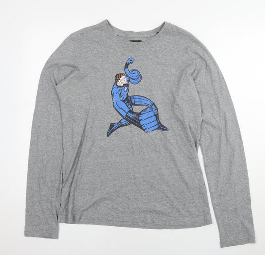 Zara Mens Grey Polyester Pullover Sweatshirt Size L - Mr. Fantastic Marvel Comics