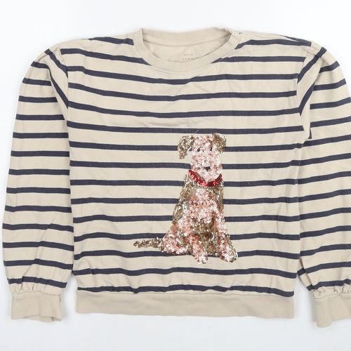 John Lewis Girls Beige Striped Cotton Pullover Sweatshirt Size 11 Years Pullover - Sequin Detail Dog