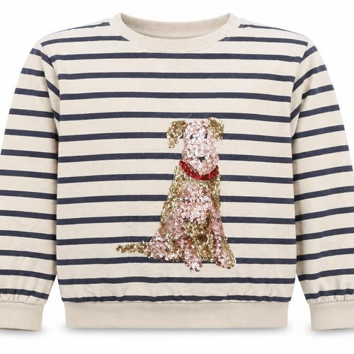 John Lewis Girls Beige Striped Cotton Pullover Sweatshirt Size 11 Years Pullover - Sequin Detail Dog