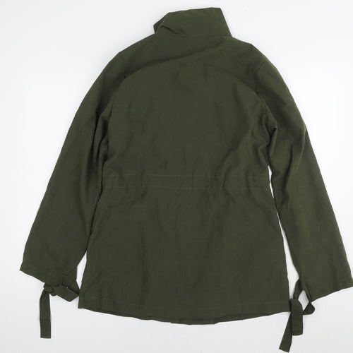 Avon Womens Green Parka Coat Size 10 Zip - Flowers