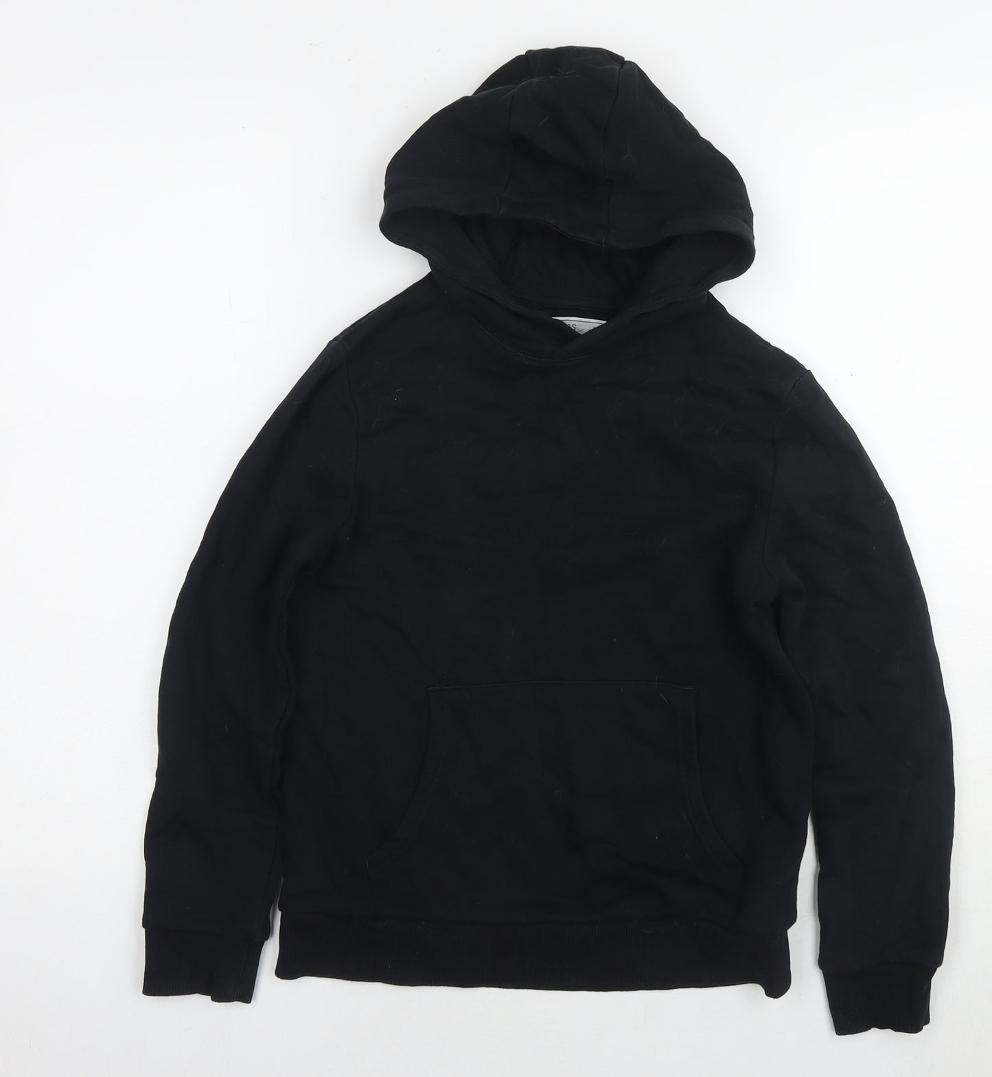 Marks and Spencer Boys Black Cotton Pullover Hoodie Size 10-11 Years Pullover