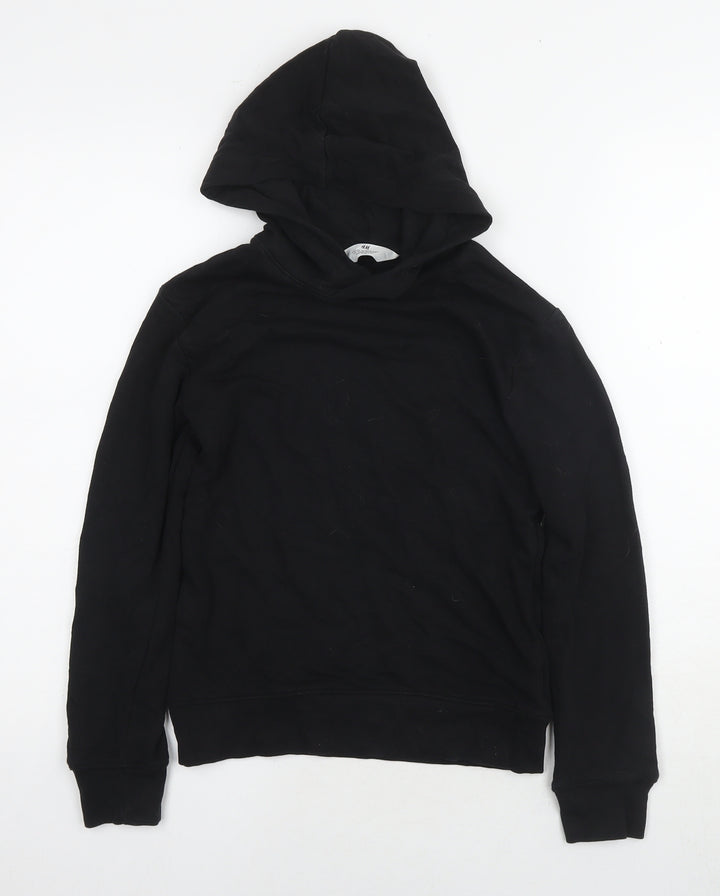 H&M Girls Black Cotton Pullover Hoodie Size 9-10 Years Pullover