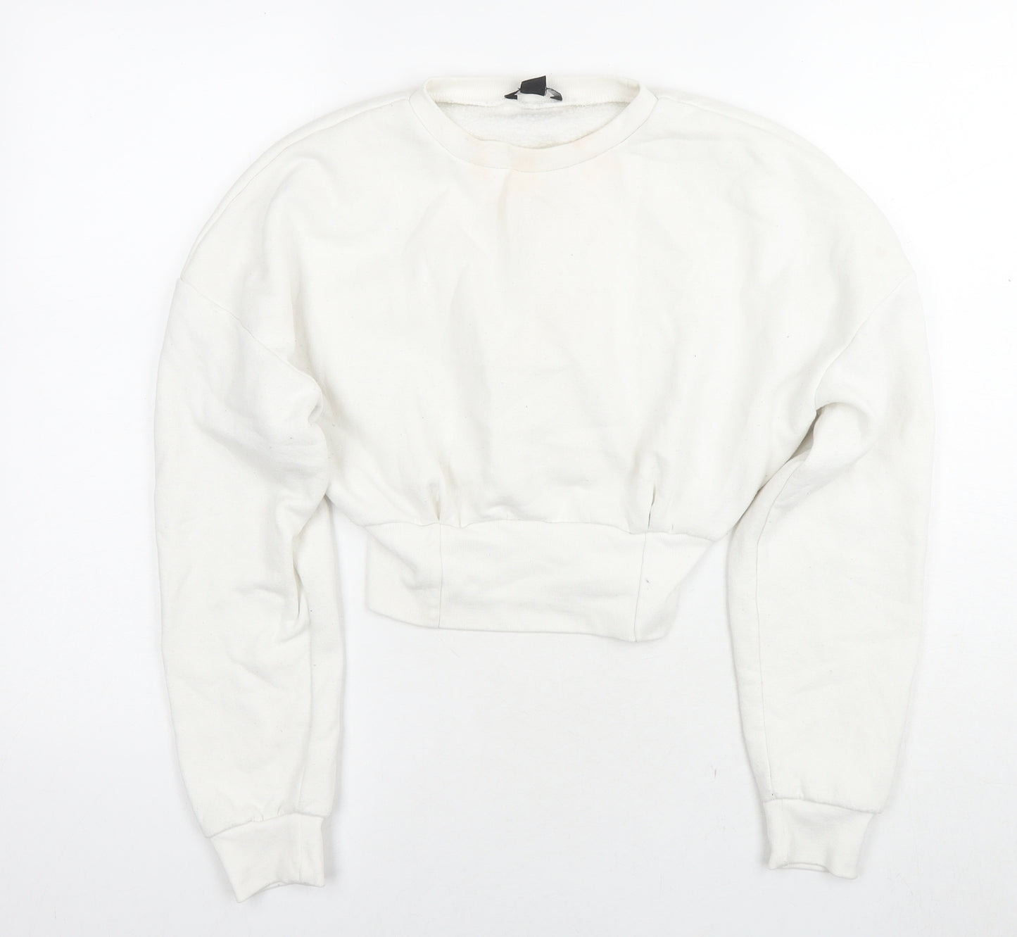 Boohoo Womens White Cotton Pullover Hoodie Size 10 Pullover