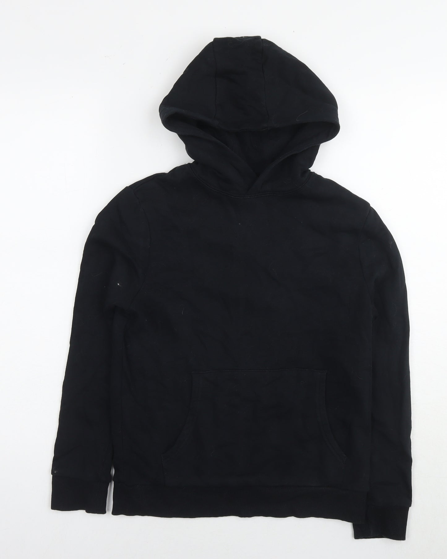 Marks and Spencer Boys Black Cotton Pullover Hoodie Size 10-11 Years Pullover