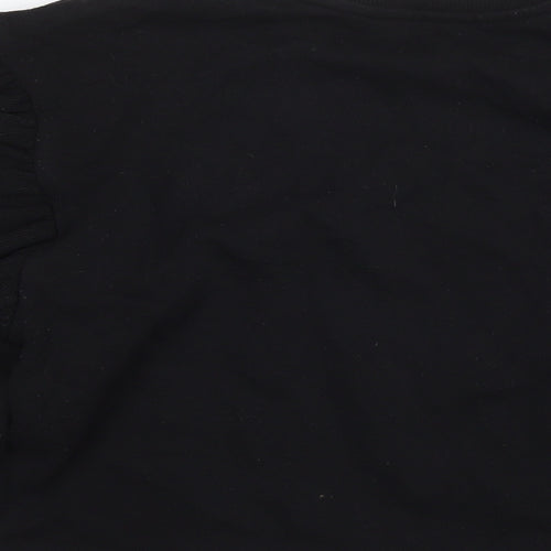 Zara Womens Black Cotton Pullover Sweatshirt Size M Pullover - Pearl Detail