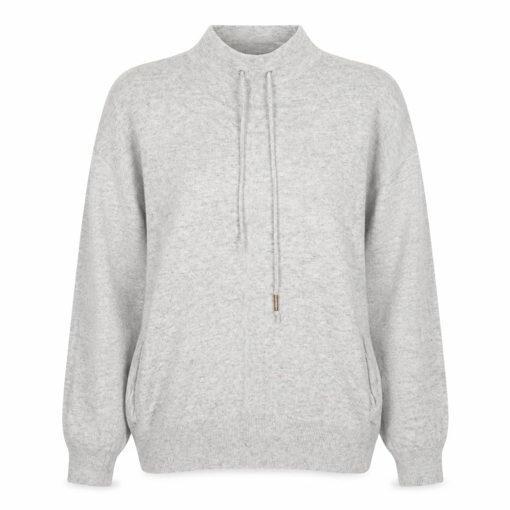 Front view of Next women’s grey mock neck viscose jumper, size UK 10