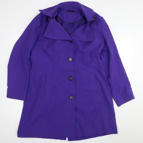 Marks and Spencer Womens Purple Overcoat Coat Size 16 Button
