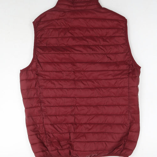 Cotton & SIlk Mens Red Gilet Waistcoat Size L Zip