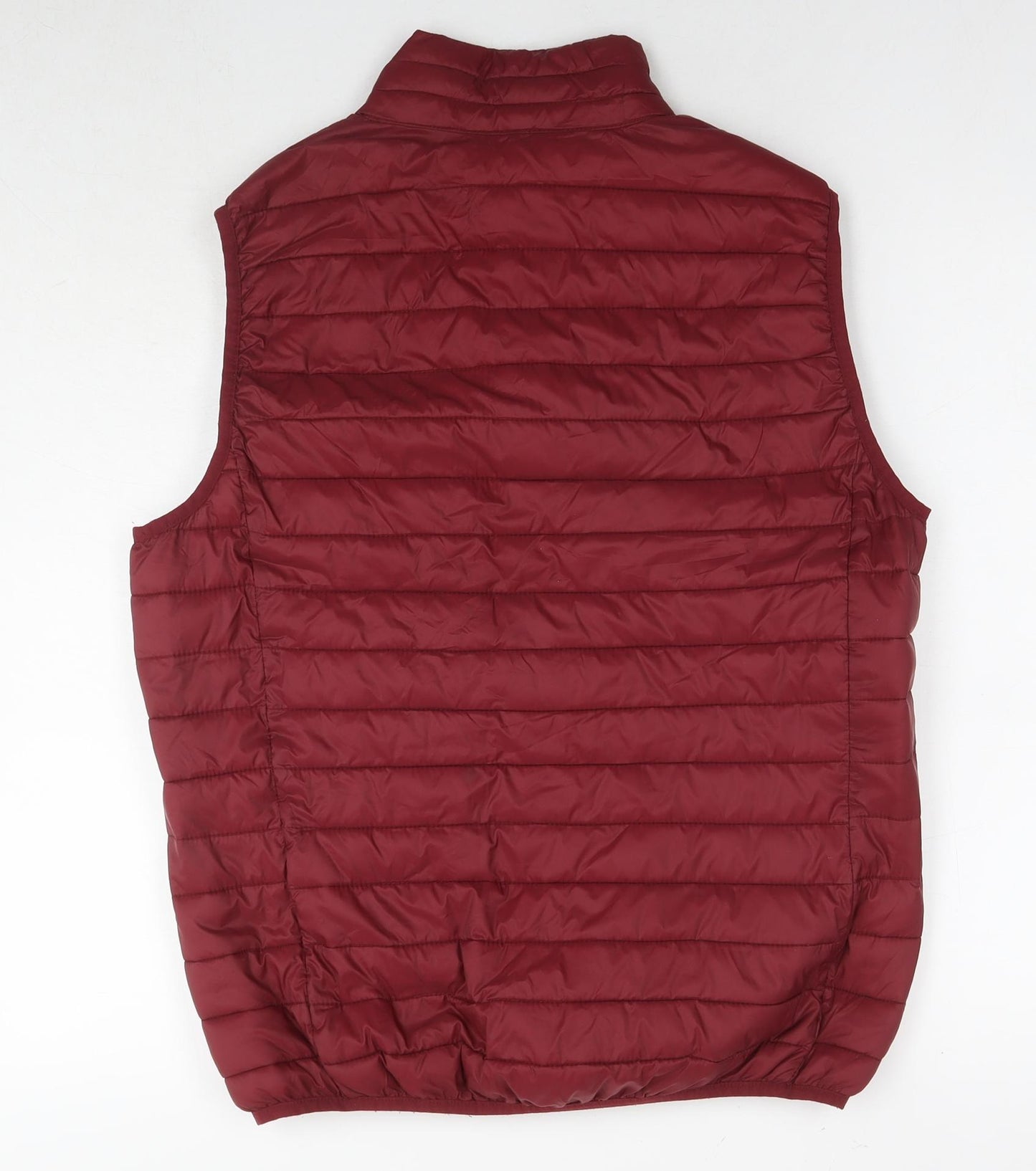 Cotton & SIlk Mens Red Gilet Waistcoat Size L Zip