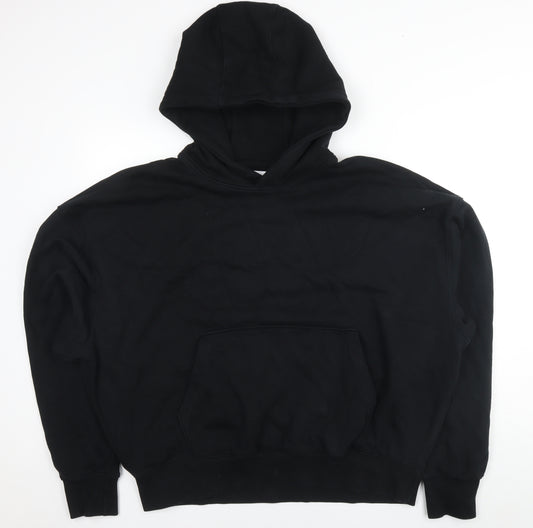 Topman Mens Black Cotton Pullover Hoodie Size L