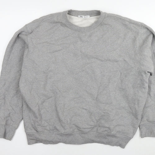 Zara Womens Grey Cotton Pullover Sweatshirt Size M Pullover