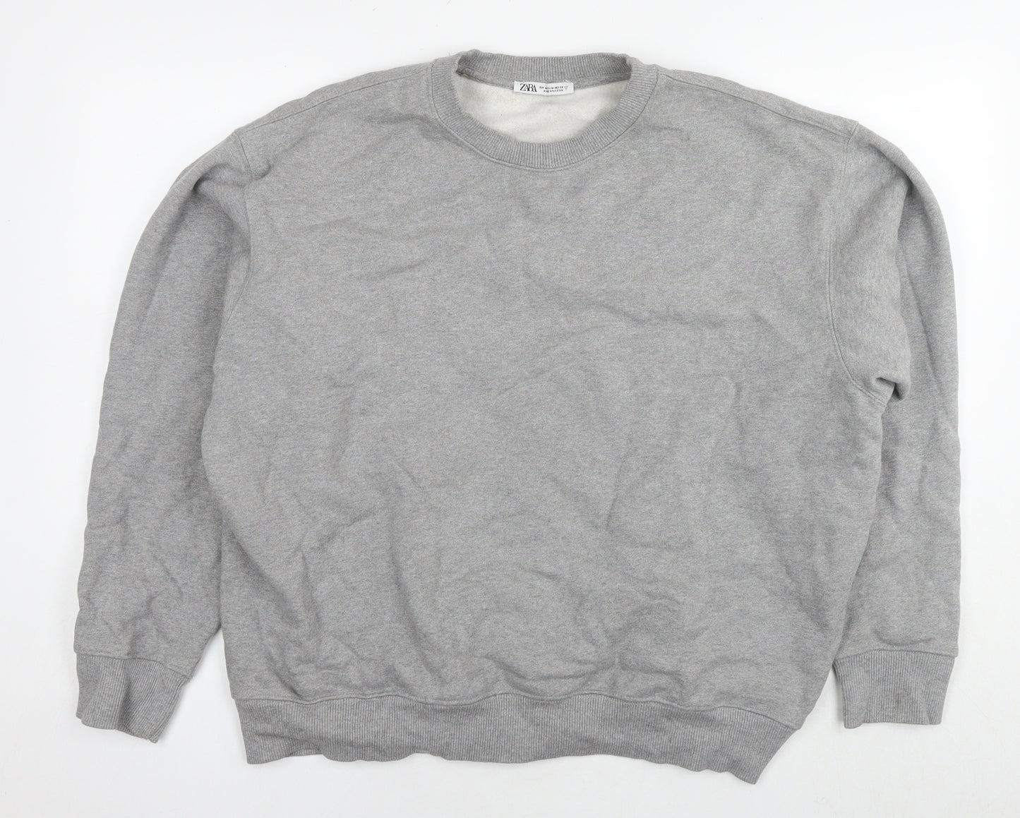 Zara Womens Grey Cotton Pullover Sweatshirt Size M Pullover