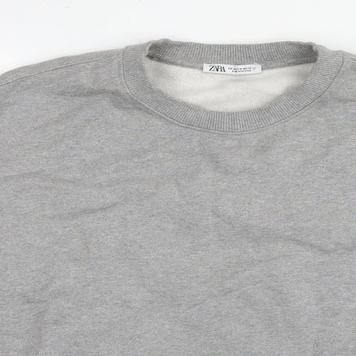 Zara Womens Grey Cotton Pullover Sweatshirt Size M Pullover