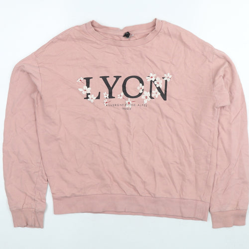 Divided by H&M Womens Pink Cotton Full Zip Hoodie Size S Pullover - Lyon flowers