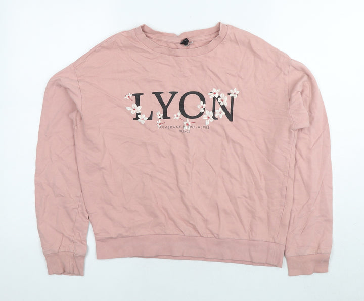 Divided by H&M Womens Pink Cotton Full Zip Hoodie Size S Pullover - Lyon flowers